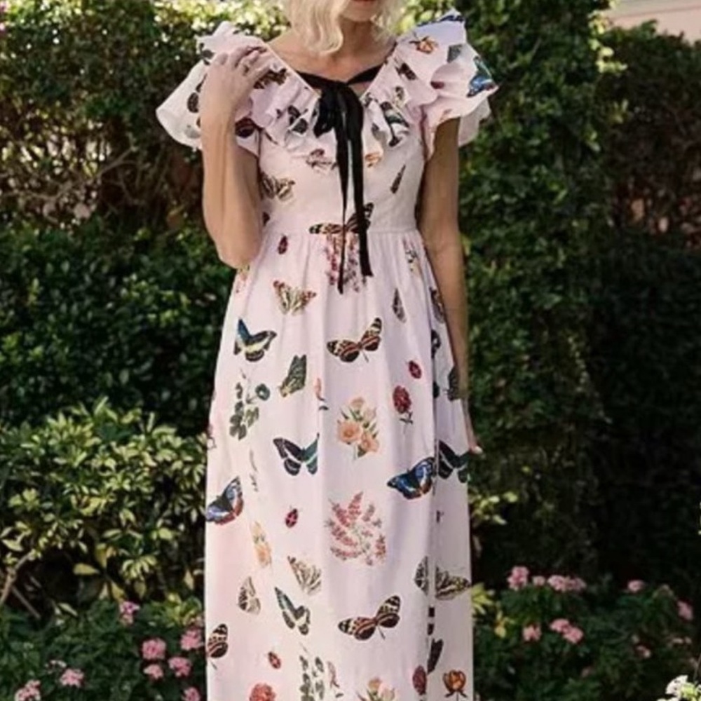 ANTONIO MELANI Butterfly Print Dress - White and Black